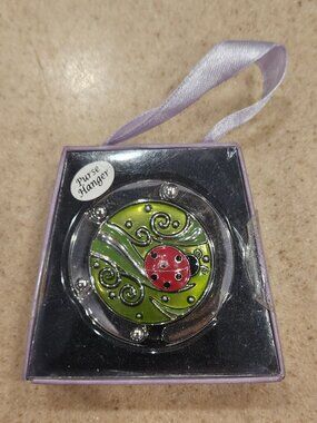 RARE FINDERS KEY SUMMER LADYBUG GOOD LUCK PURSE BAG HANDBAG HANGER STORAGE HOOK